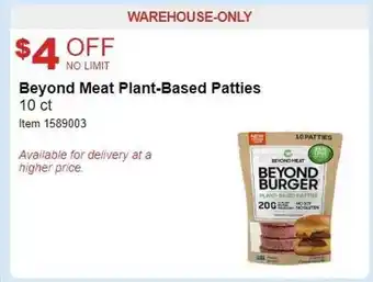 Costco Beyond meat plant-based patties offer