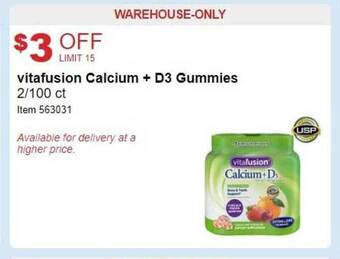 Costco Vitafusion calcium + d3 gummies offer