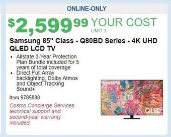 Costco Samsung 85 offer