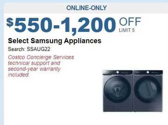 Costco Select samsung appliances offer