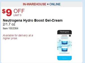 Costco Neutrogena hydro boost gel-cream offer