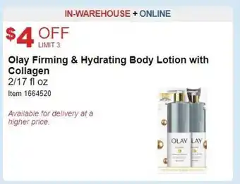 Costco Olay firming & hydrating body lotion with collagen offer