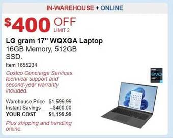 Costco Lg gram 17 offer