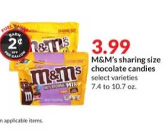 Hy-Vee M&m's sharing size chocolate candies offer