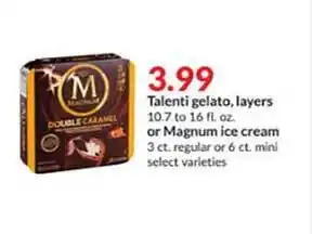 Hy-Vee Talenti gelator, layers or magnum ice cream offer