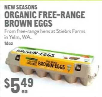 New Seasons Market New seasons organic free-range brown eggs offer