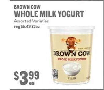 New Seasons Market Brown cow whole milk yogurt offer