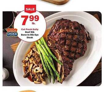 Stater Bros Beef rib bone-in rib eye steak offer