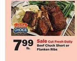 Stater Bros Beef chuck short or flanken ribs offer