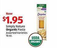 Aldi Simply nature organic pasta offer