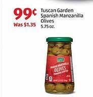 Aldi Tuscan garden spanish manzanilla olives offer