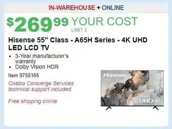 Costco Hisense 55 offer