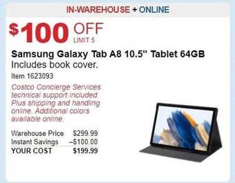 Costco Samsung galaxy tab a8 10.5 offer