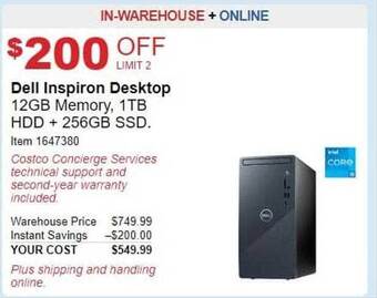 Costco Dell inspiron desktop offer