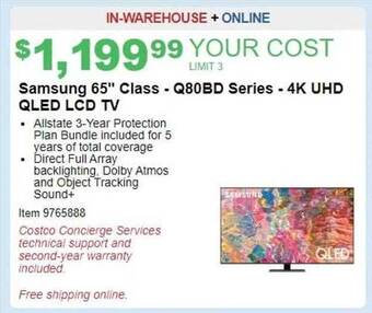 Costco Samsung 65 offer