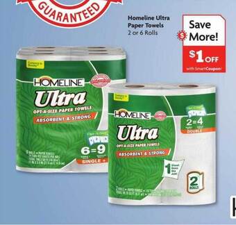 Family Dollar Homeline ultra paper towels offer