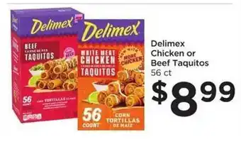 Food 4 Less Delimex chicken or beef taquitos offer