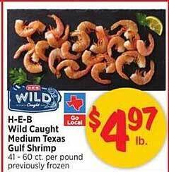 H-E-B H-e-b wild caught medium texas gulf shrimp offer
