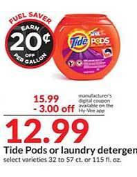 Hy-Vee Tide pods or laundry detergent offer
