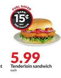 Hy-Vee Tenderloin sandwich offer