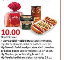 Hy-Vee Brat dinner offer