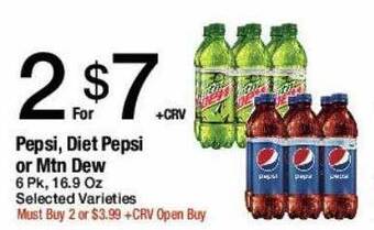 Jons International Pepsi, diet pepsi or mtn dew offer