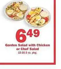 Schnucks Garden salad with chicken or chef salad offer