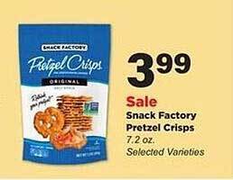 Stater Bros Snack factory pretzel crisps offer