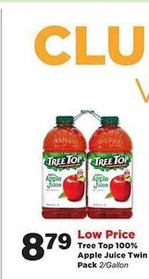 Stater Bros Tree top 100% apple juice twin pack offer