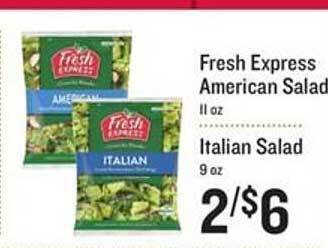 Lowes Foods Fresh express american salad, italian salad offer