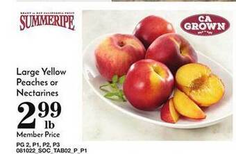 Pavilions Large yellow peaches or nectarines offer