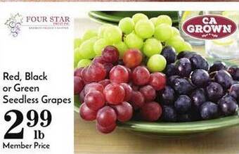 Pavilions Red, black or green seedless grapes offer