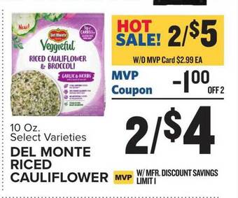 Food Lion Del monte riced cauliflower offer