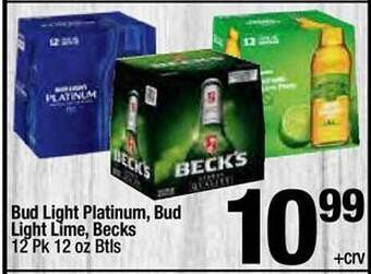 Super King Markets Bud light platinum, bud light lime, becks offer