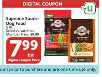 Vons Supreme source dog food offer