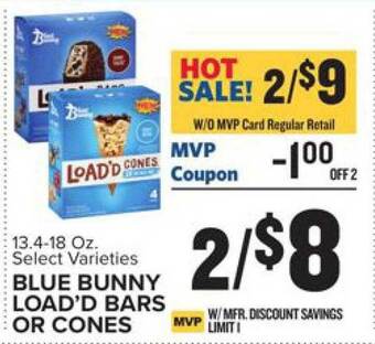 Food Lion Blue bunny load'd bars or cones offer