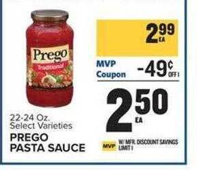 Food Lion Prego pasta sauce offer