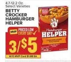 Food Lion Betty crocker hamburger helper offer