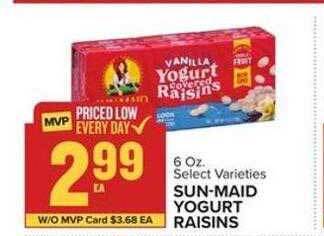 Food Lion Sun-maid yogurt raisins offer
