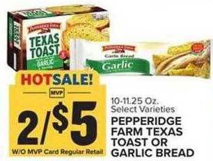 Food Lion Pepperidge farm texas toast or garlic bread offer