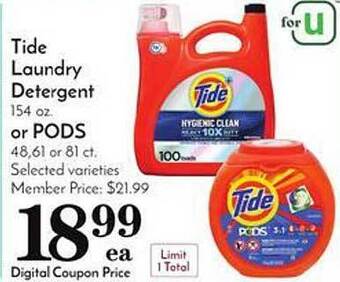 Pavilions Tide laundry detergent or pods offer