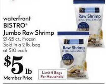 Pavilions Waterfront bistro jumbo raw shrimp offer