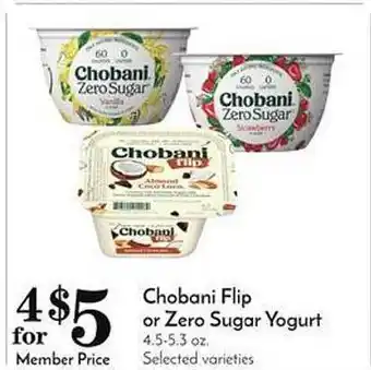 Pavilions Chobani flip or zero sugar yogurt offer