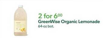 Publix Greenwise organic lemonade offer