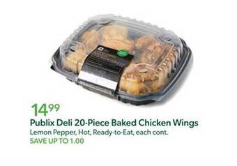 Publix Publix deli 20-piece baked chicken wings offer