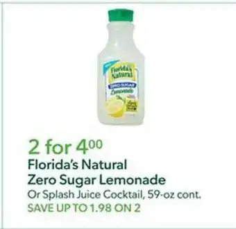 Publix Florida's natural zero sugar lemonade offer