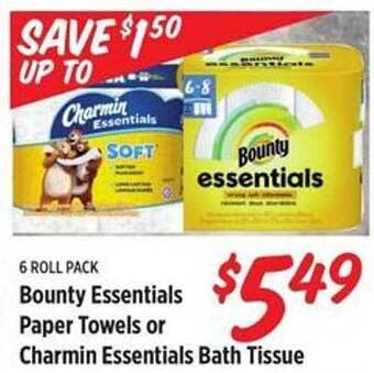 Rouses Bounty essentials paper towels or charmin essentials bath tissue offer