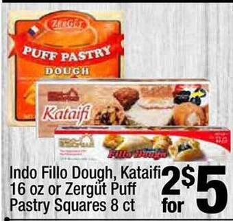 Super King Markets Indo fillo dough, kataifi 16 oz or zergüt puff pastry squares 8 ct offer