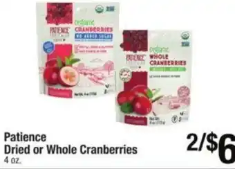 Shaw's Patience Dried or Whole Cranberries 4 oz. offer