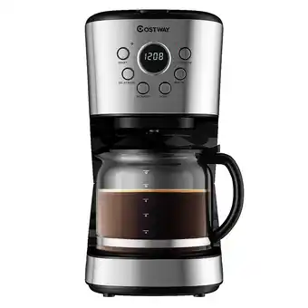Walmart Costway 12-cup programmable coffee maker brew machine lcd display w/ 1.8l glass carafe offer